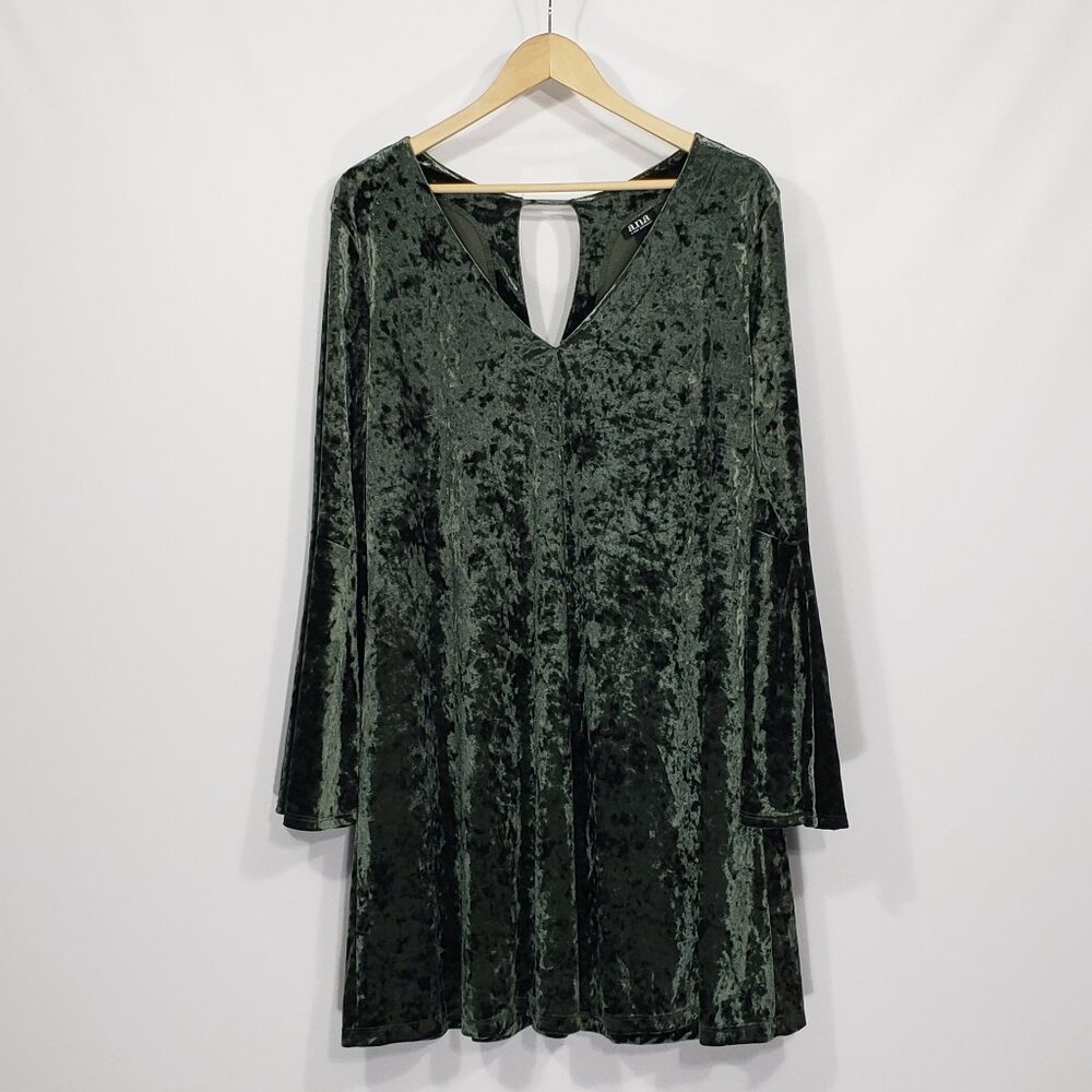 ANA  Green Velvet Dress  Women's Size Large  Cottagecore Fairycore
